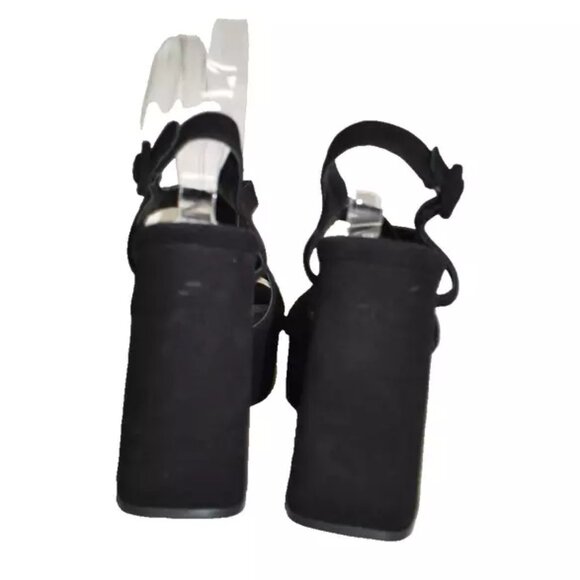 $350 LARROUDE Bee 115MM Suede Platform Sandals ELEVATED BLACK 9.5 (DB39) - Picture 5 of 7